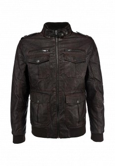 Куртка кожаная SPRINGFIELD, цвет: коричневый. Артикул: SP014EMCTH56. Мужская одежда / Верхняя одежда / Кожаные куртки